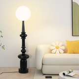 Modern Floor Lamp  Bauhaus Black Metal Base With Globe Shade - Product showcase