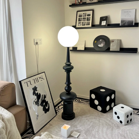 Modern Floor Lamp  Bauhaus Black Metal Base With Globe Shade - Product detail 5