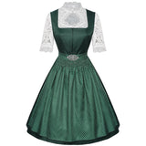 Traditional Dirndl Dress  Emerald Green With Lace Blouse  Apron - Detailed view