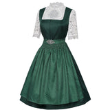 Traditional Dirndl Dress  Emerald Green With Lace Blouse  Apron - Product example