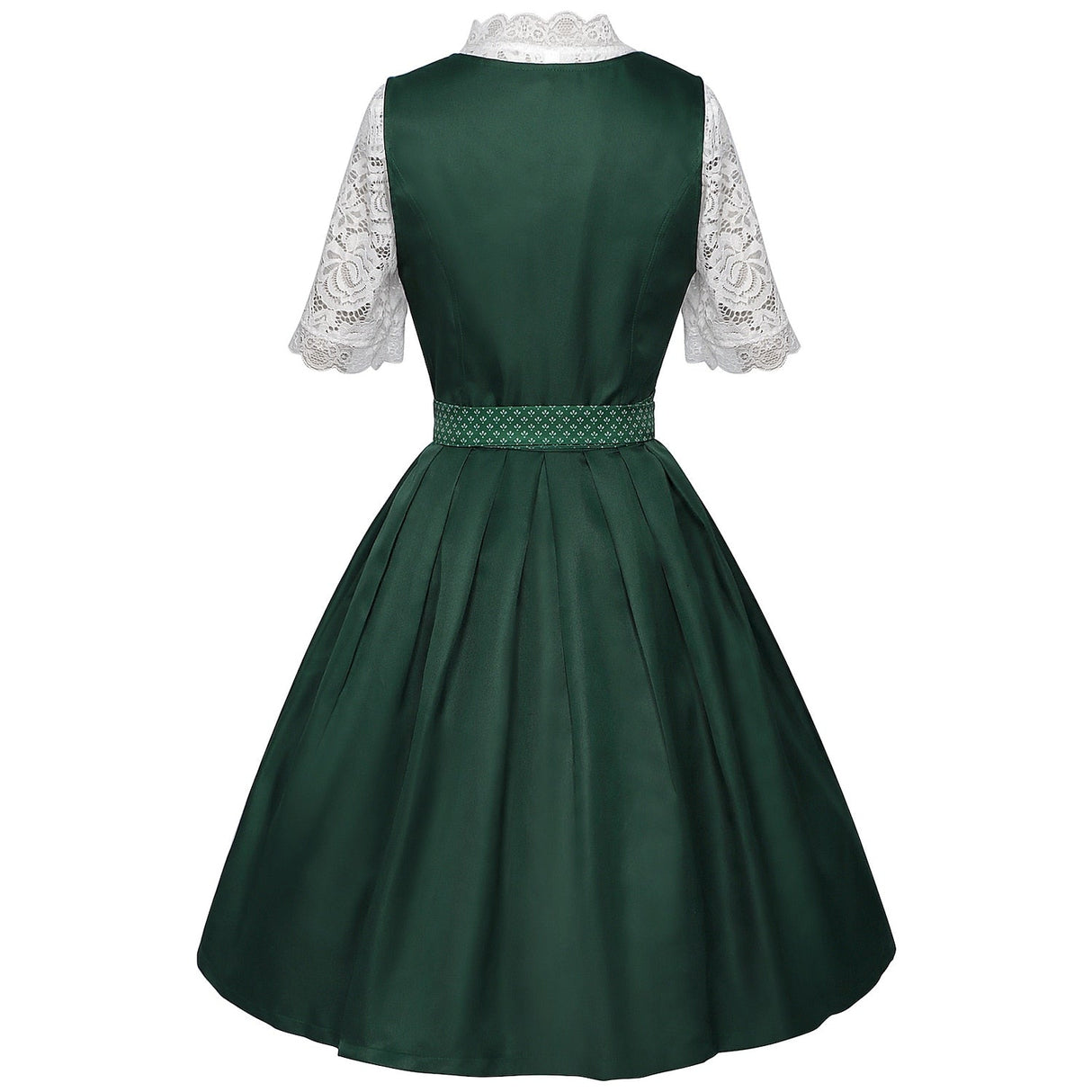 Traditional Dirndl Dress  Emerald Green With Lace Blouse  Apron - Product detail 4