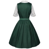 Traditional Dirndl Dress  Emerald Green With Lace Blouse  Apron - Product detail 4