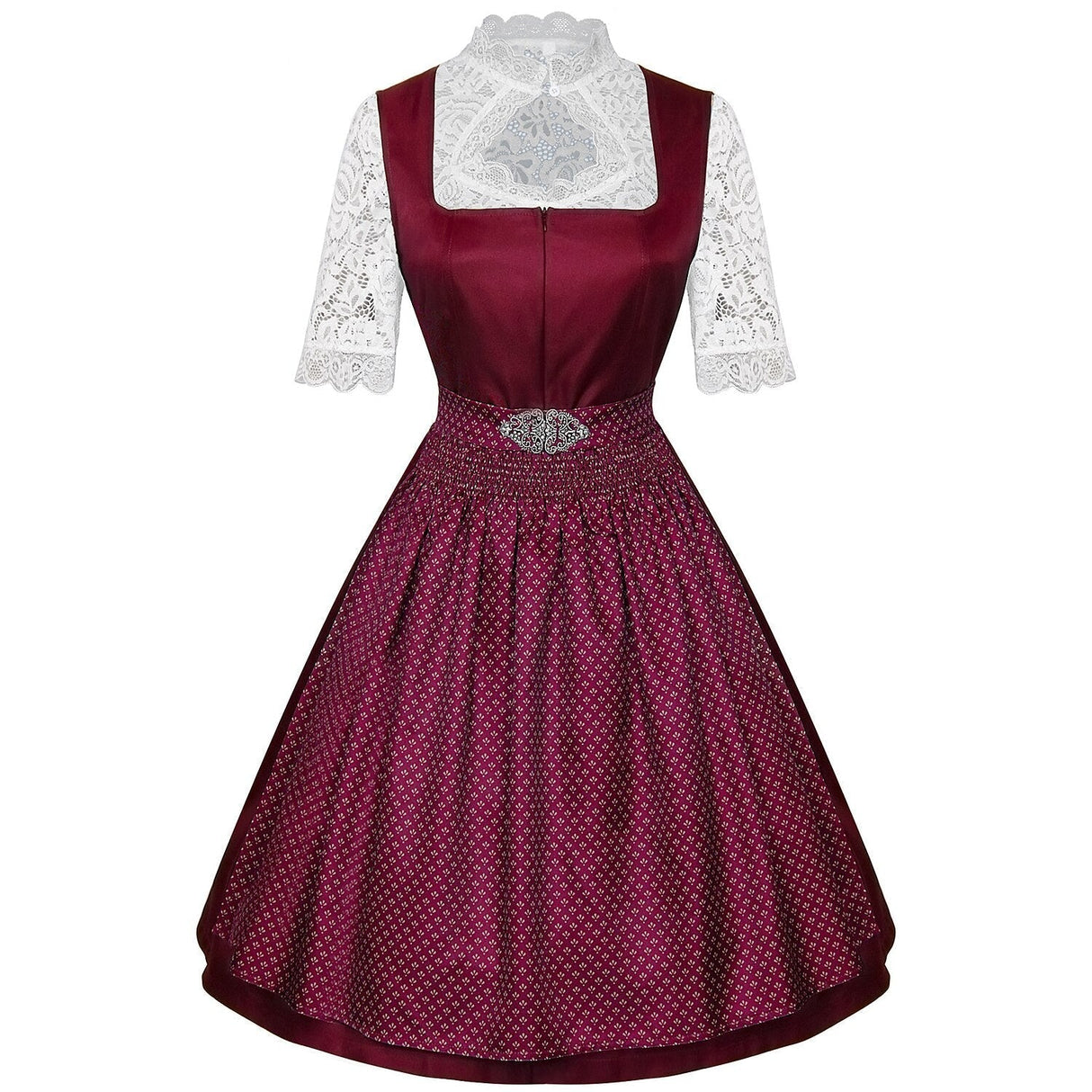Traditional Dirndl Dress  Emerald Green With Lace Blouse  Apron - Product detail 10