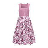 Traditional Dirndl Dress  Mauve Bodice With Floral Cotton Skirt - Product detail 4