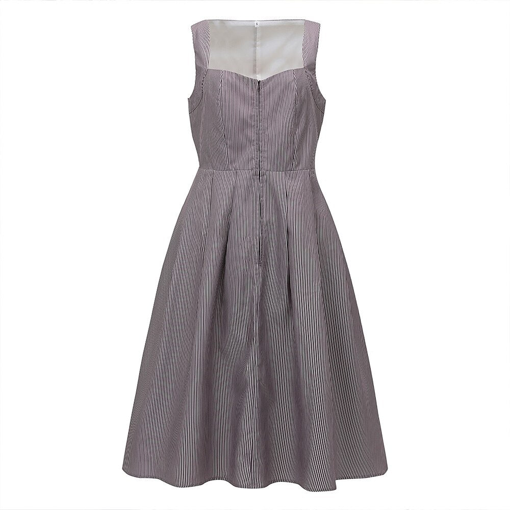 Traditional Dirndl Dress  Bavarian Cotton With Striped Apron - Product detail 4