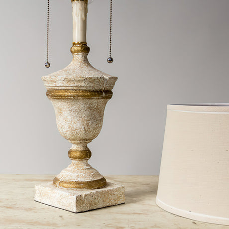 Vintage Table Lamp  Antique White Base with Beige Shade - Product detail 5