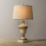 Vintage Table Lamp  Antique White Base with Beige Shade - Detailed view