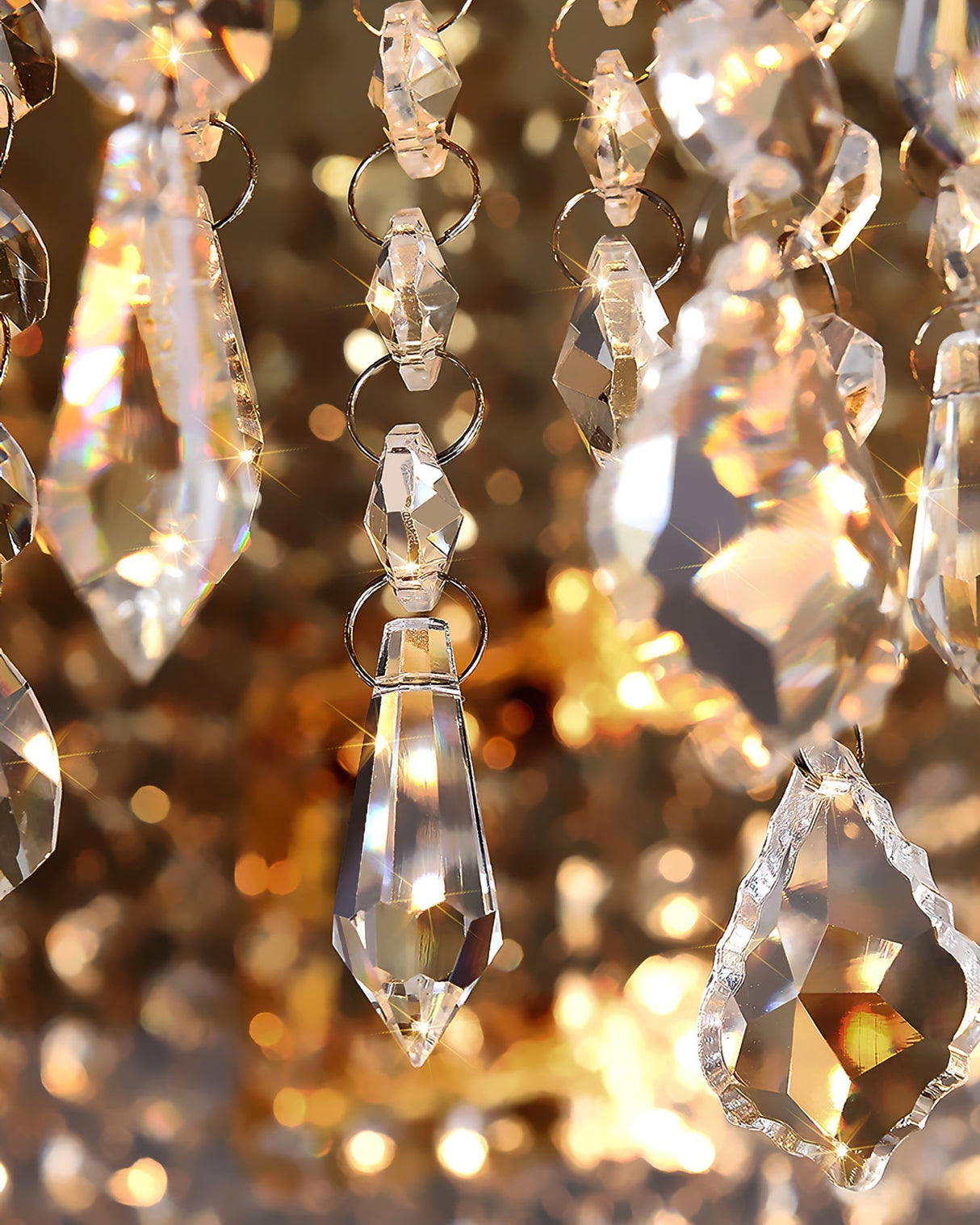 Crystal Ceiling Light  Gold Frame With Cascading Crystals - Product detail 6