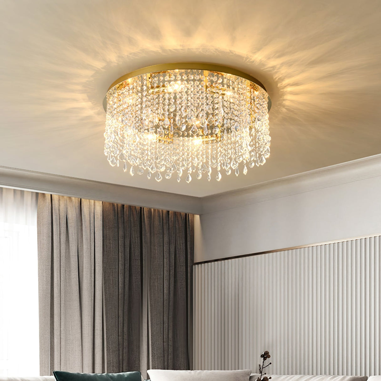 Crystal Ceiling Light  Gold Frame With Cascading Crystals - Product detail 7