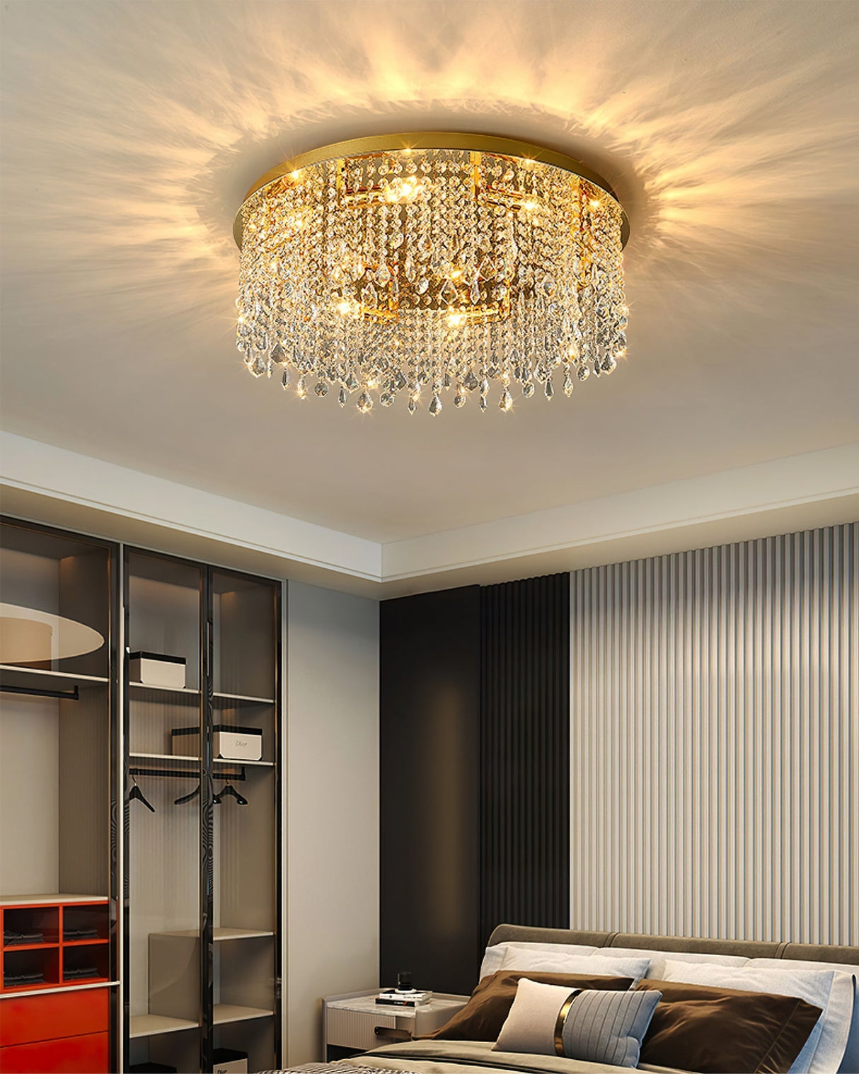 Crystal Ceiling Light  Gold Frame With Cascading Crystals - Product detail 13