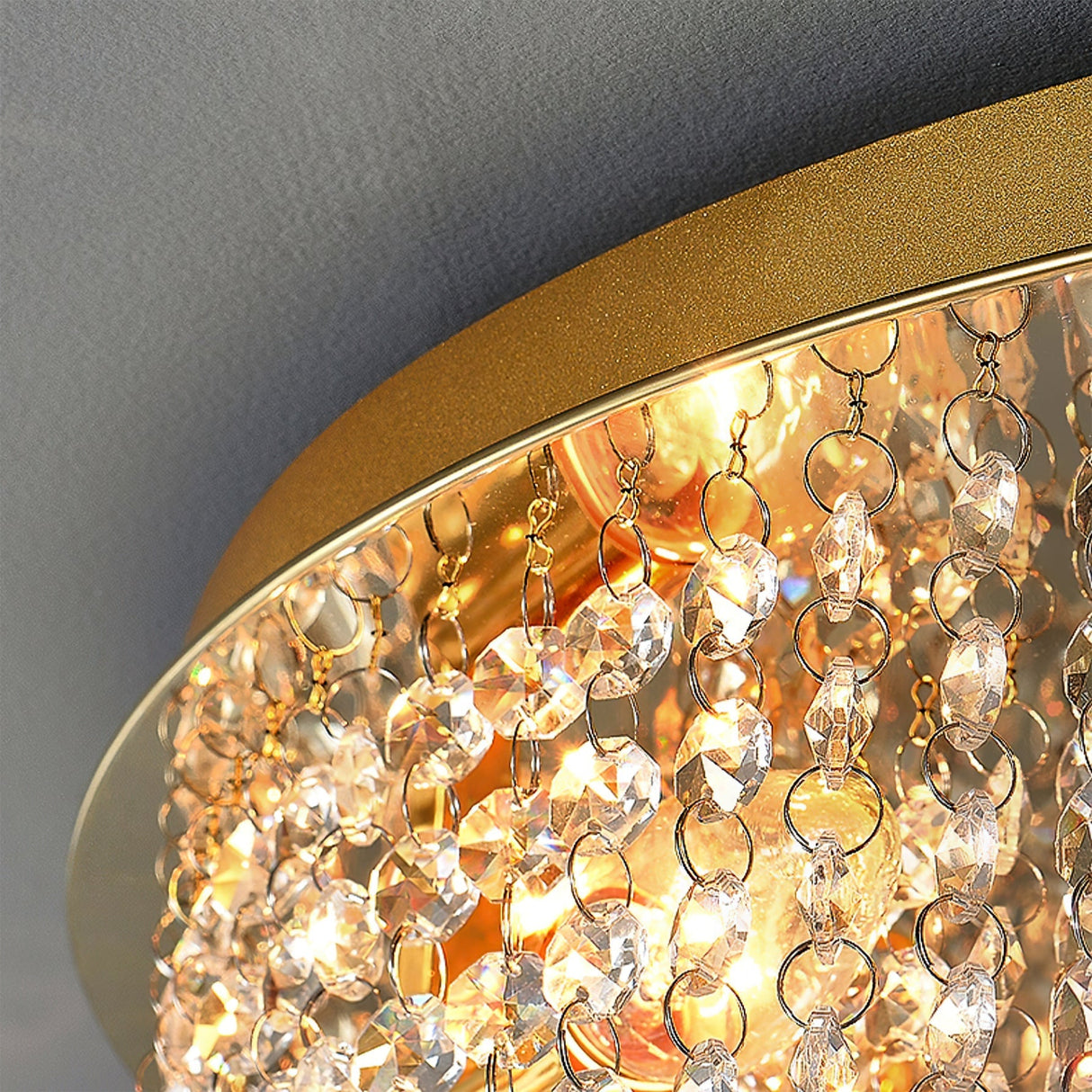 Crystal Ceiling Light  Gold Frame With Cascading Crystals - Product detail 5