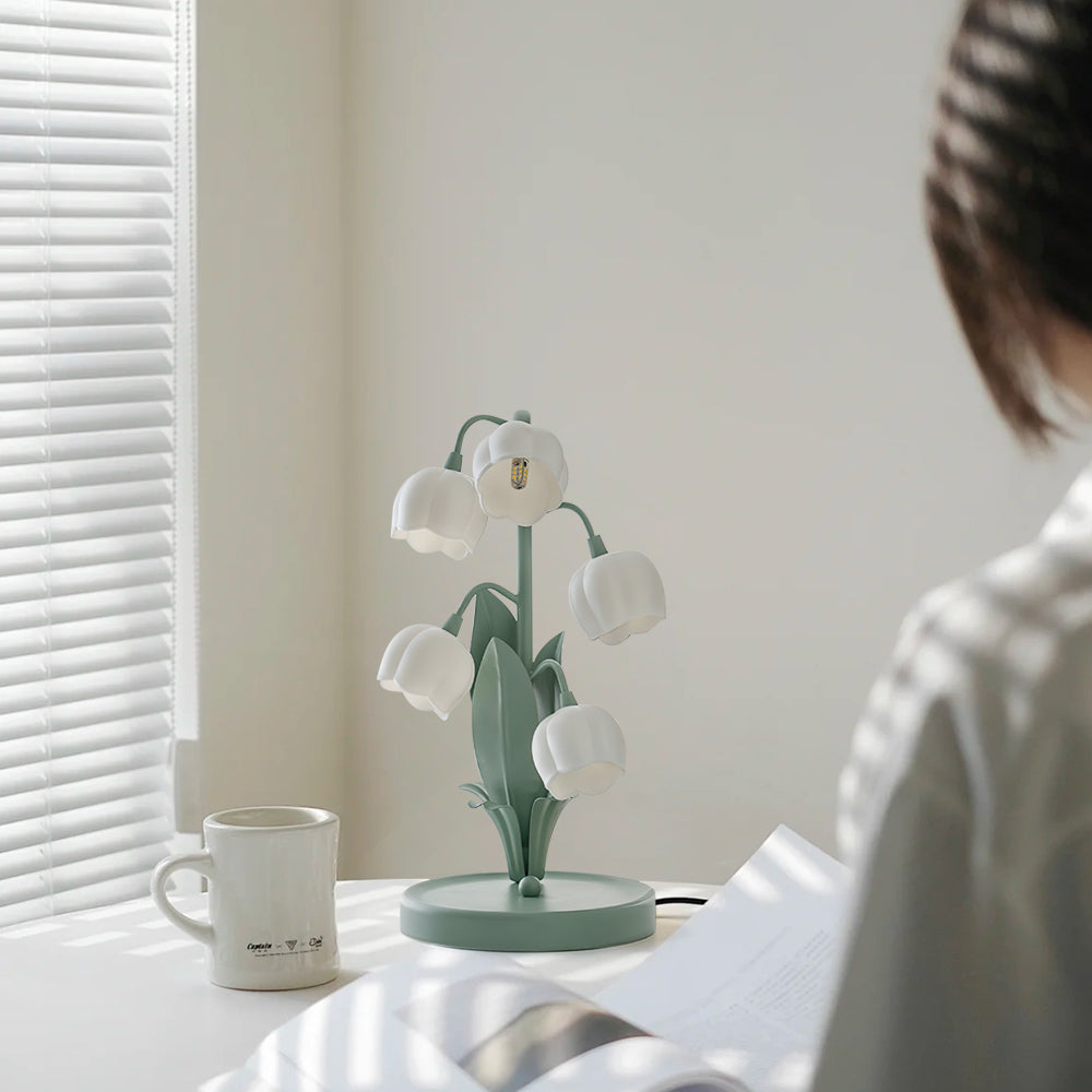 Lily Valley Table Lamp  Floral Green Metal Design - Product detail 4