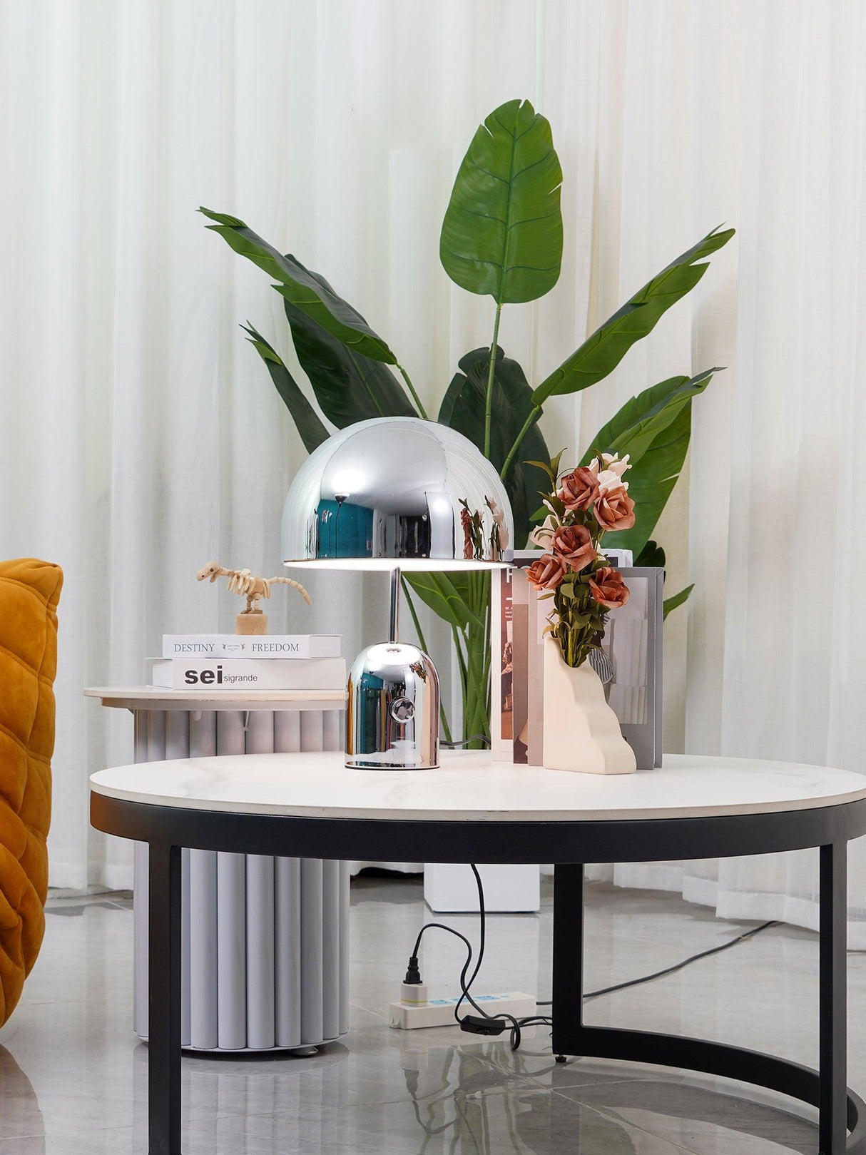 Modern Table Lamp  Chrome Bell Glass Design - Product detail 7