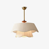 Modern Pendant Light  Pleated Fabric Double-Layer Shade - Product showcase
