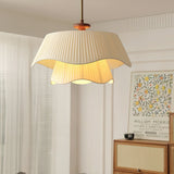Modern Pendant Light  Pleated Fabric Double-Layer Shade - Detailed view