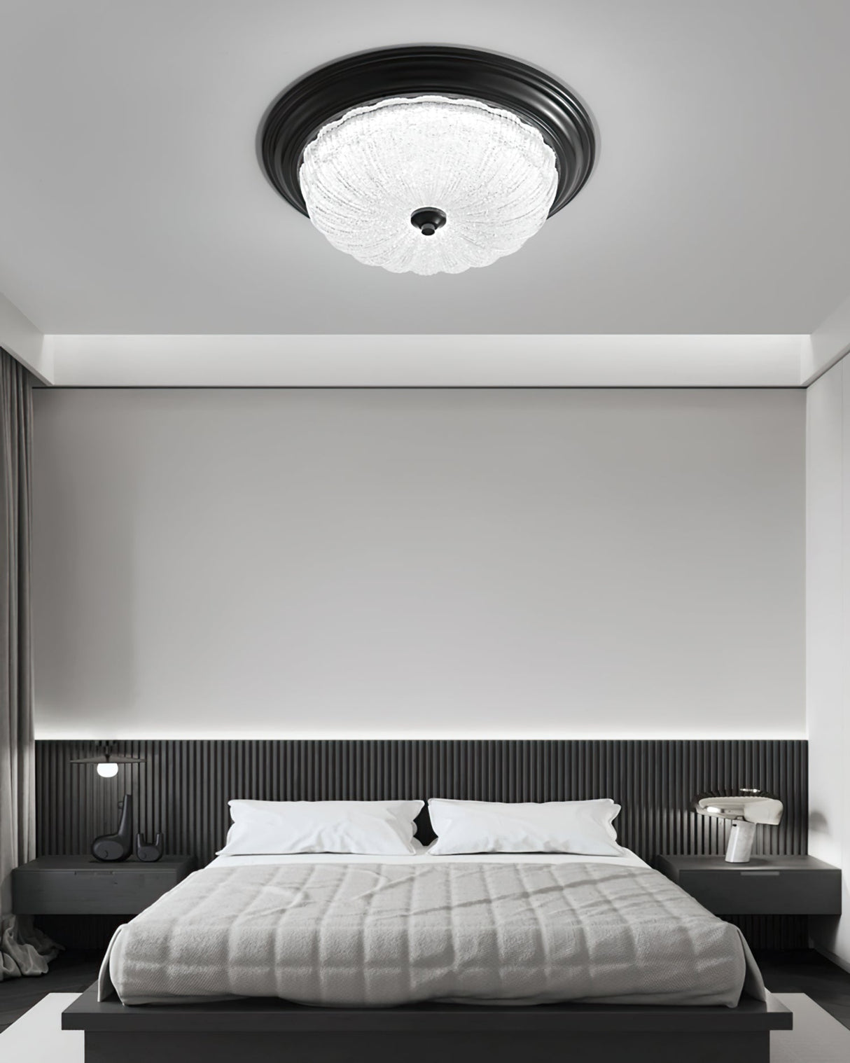 Modern Flush Mount Ceiling Light  Glass Dome with Bronze Trim - Product detail 7