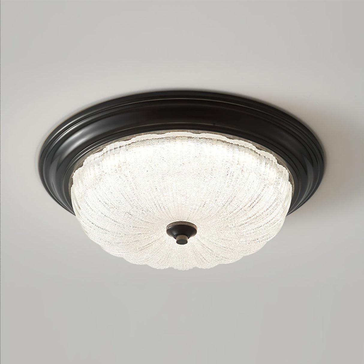 Modern Flush Mount Ceiling Light  Glass Dome with Bronze Trim - Detailed view