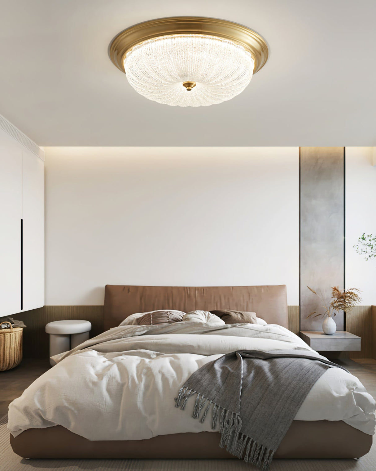 Modern Flush Mount Ceiling Light  Glass Dome with Bronze Trim - Product detail 9
