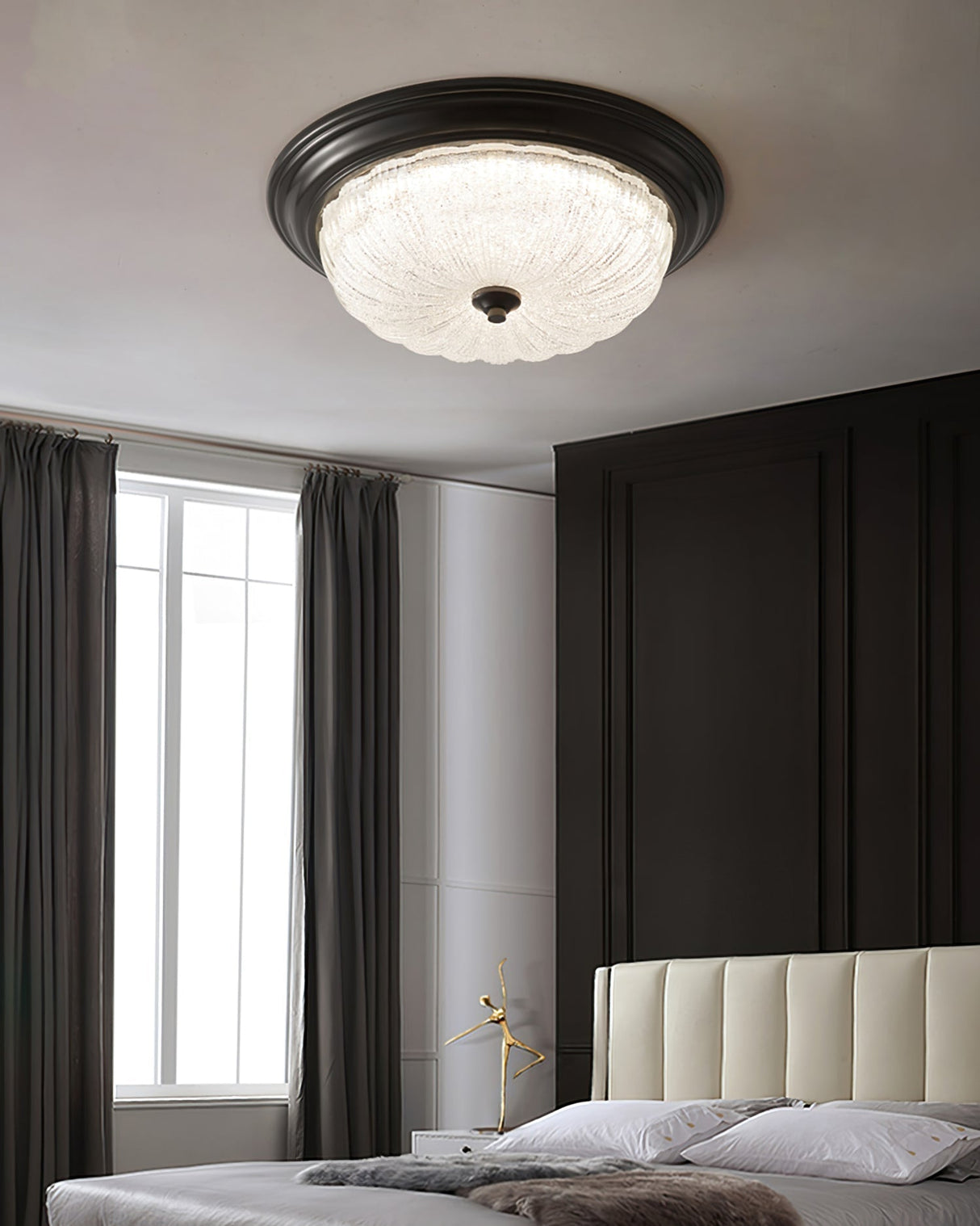 Modern Flush Mount Ceiling Light  Glass Dome with Bronze Trim - Product detail 12