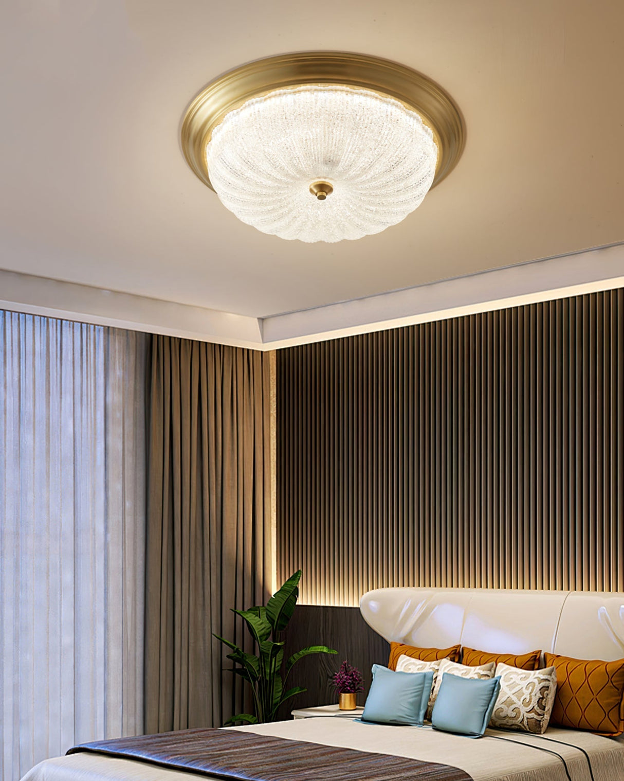 Modern Flush Mount Ceiling Light  Glass Dome with Bronze Trim - Product detail 11