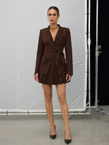 Belted Blazer Dress  Cinched Waist Mini Design - Product detail 8