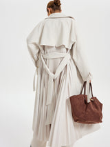 Belted Double-Breasted Trench Coat  Classic Cream Woven Design - Product detail 6