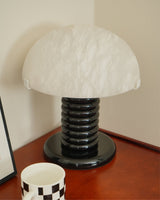 Modern Alabaster Table Lamp  Black Ribbed Base Design - Product detail 11