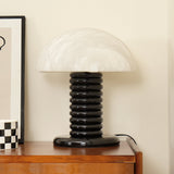 Modern Alabaster Table Lamp  Black Ribbed Base Design - Product example