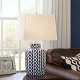 Geometric Table Lamp  Blue White Porcelain Design - Detailed view