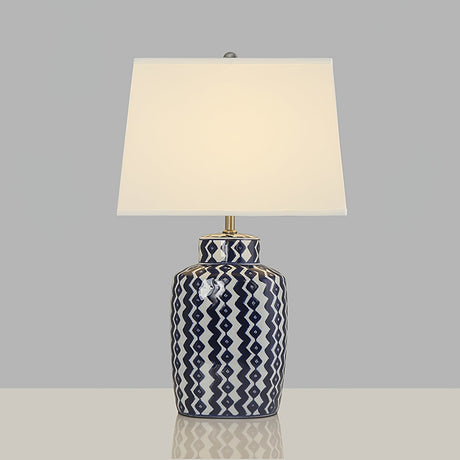 Geometric Table Lamp  Blue White Porcelain Design - Product detail 14
