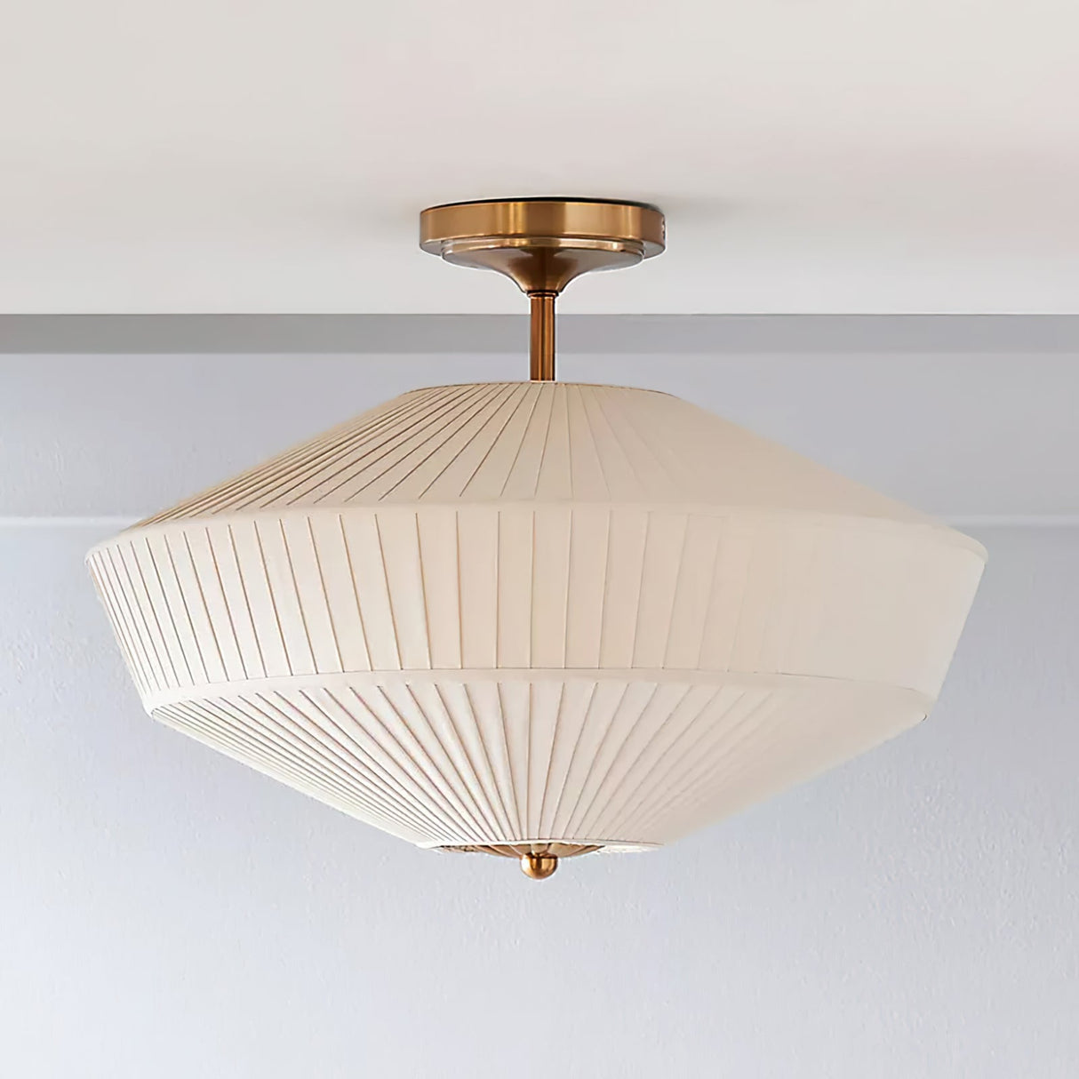 Modern Ceiling Light  Pleated White Shade Gold Accent - Product detail 7