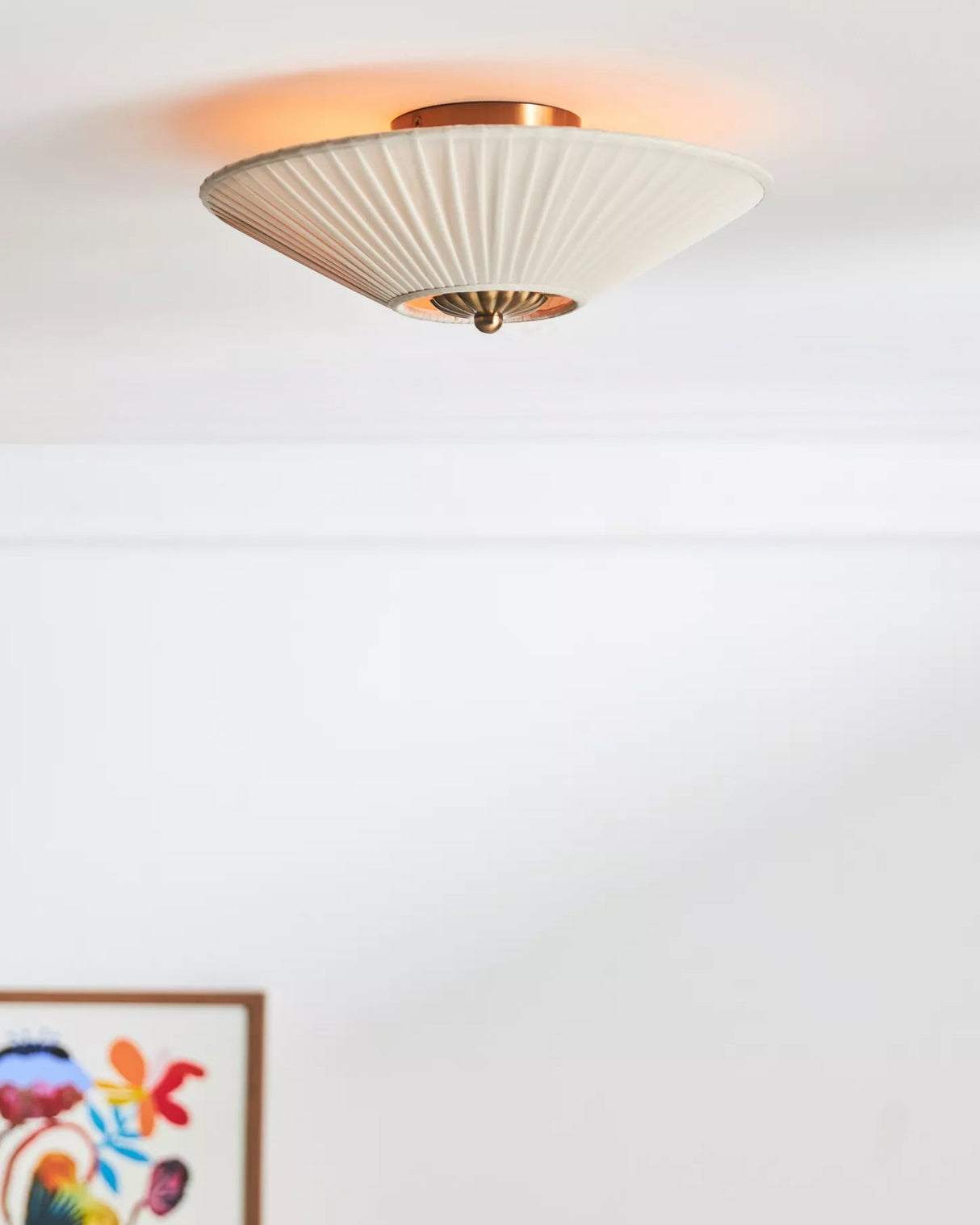 Modern Ceiling Light  Pleated White Shade Gold Accent - Product detail 9