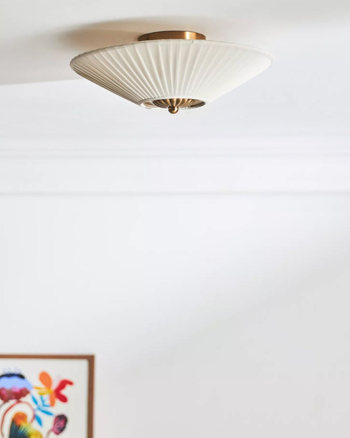 Modern Ceiling Light  Pleated White Shade Gold Accent - Product detail 10