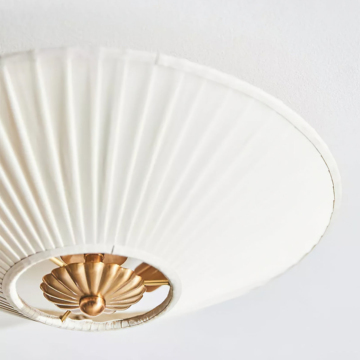 Modern Ceiling Light  Pleated White Shade Gold Accent - Product detail 4