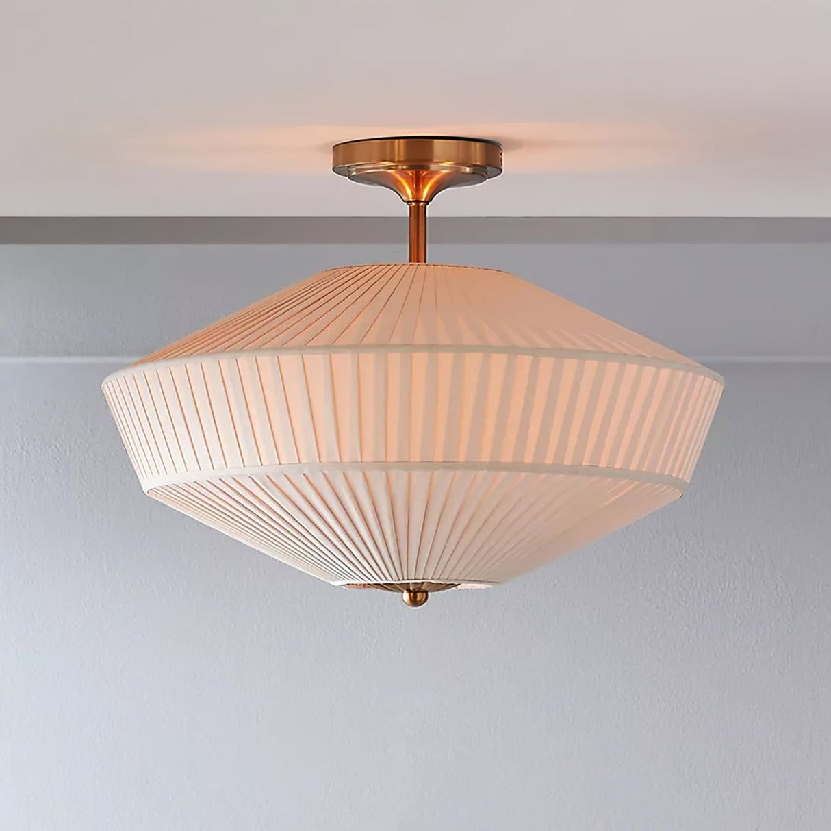 Modern Ceiling Light  Pleated White Shade Gold Accent - Product detail 6