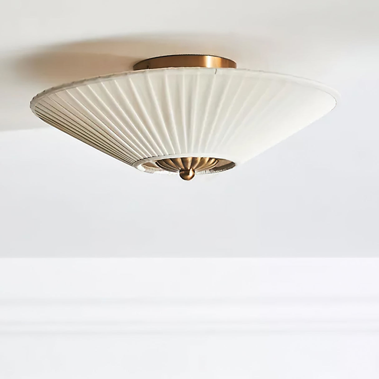 Modern Ceiling Light  Pleated White Shade Gold Accent - Product example