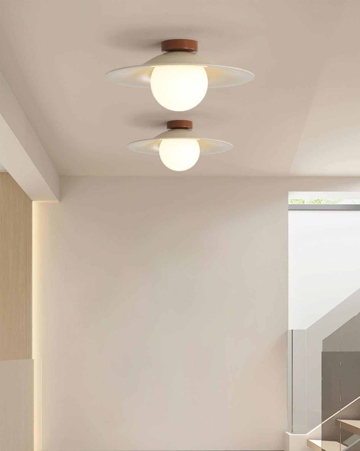 Modern Ceiling Light  Wide Metal Shade Glass Globe Design - Product detail 7