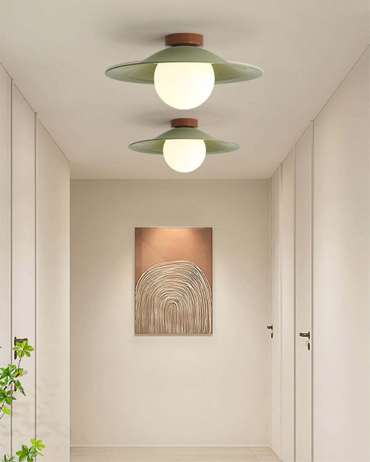 Modern Ceiling Light  Wide Metal Shade Glass Globe Design - Product detail 6