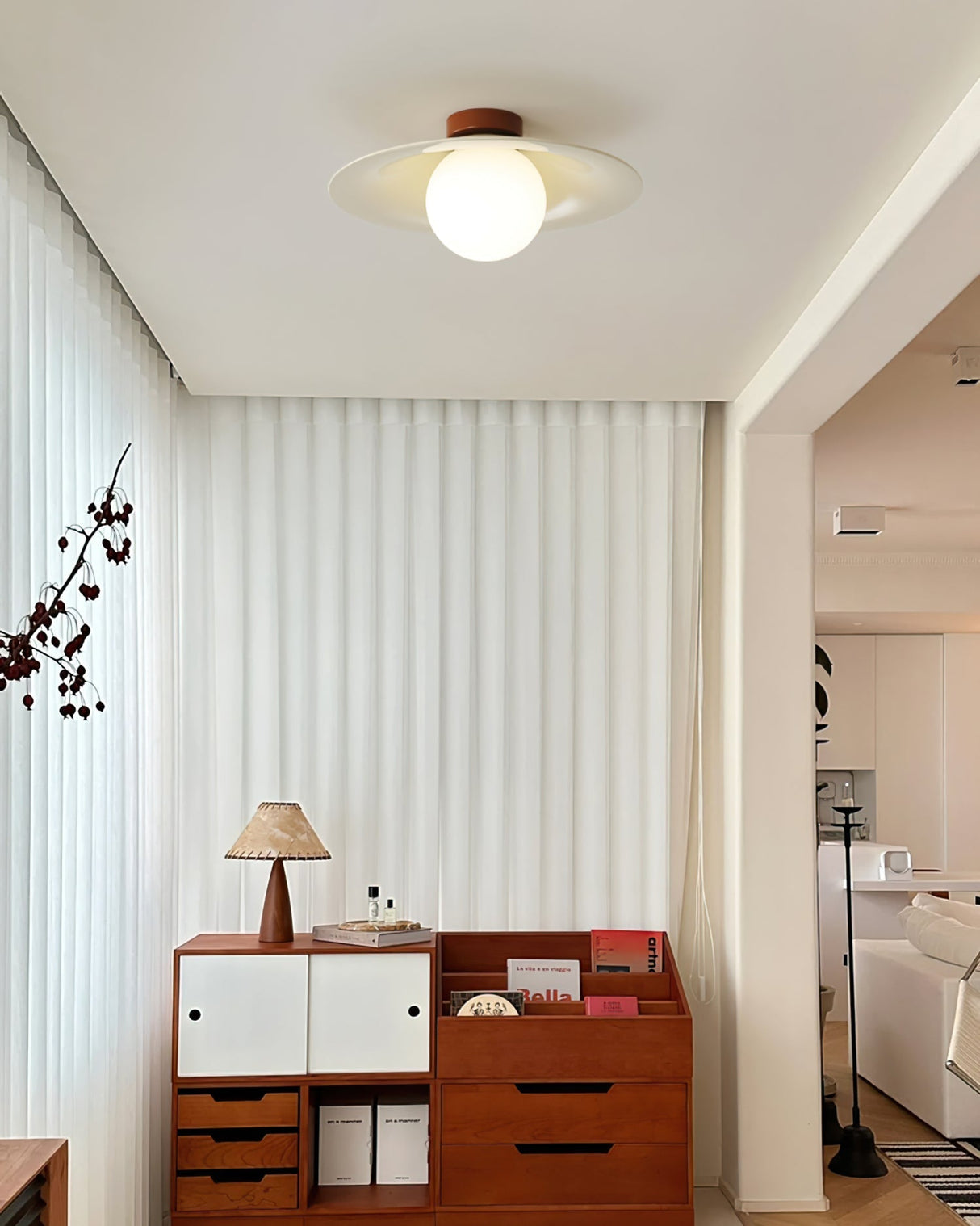 Modern Ceiling Light  Wide Metal Shade Glass Globe Design - Product detail 4