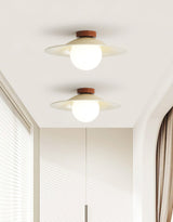 Modern Ceiling Light  Wide Metal Shade Glass Globe Design - Product example