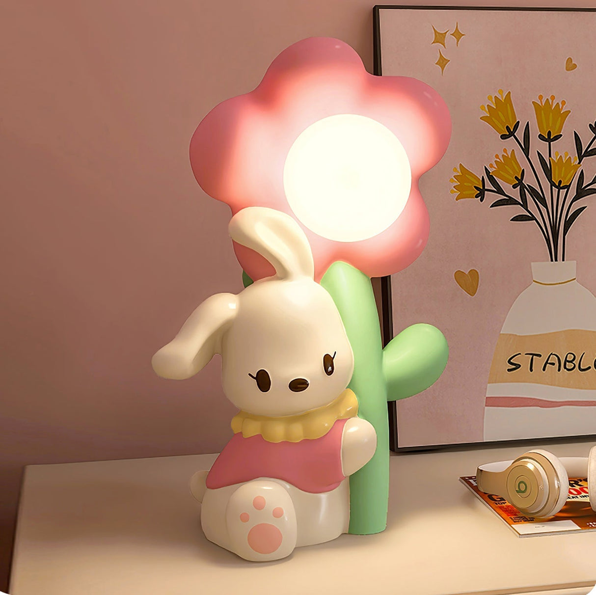 Kids Bunny Table Lamp  Flower Nightlight Design - Product detail 21