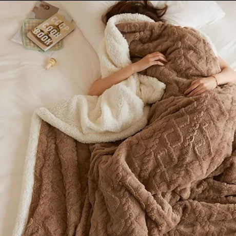 Double-Sided Winter Blanket  Lamb Wool Microfiber Flannel - Product showcase