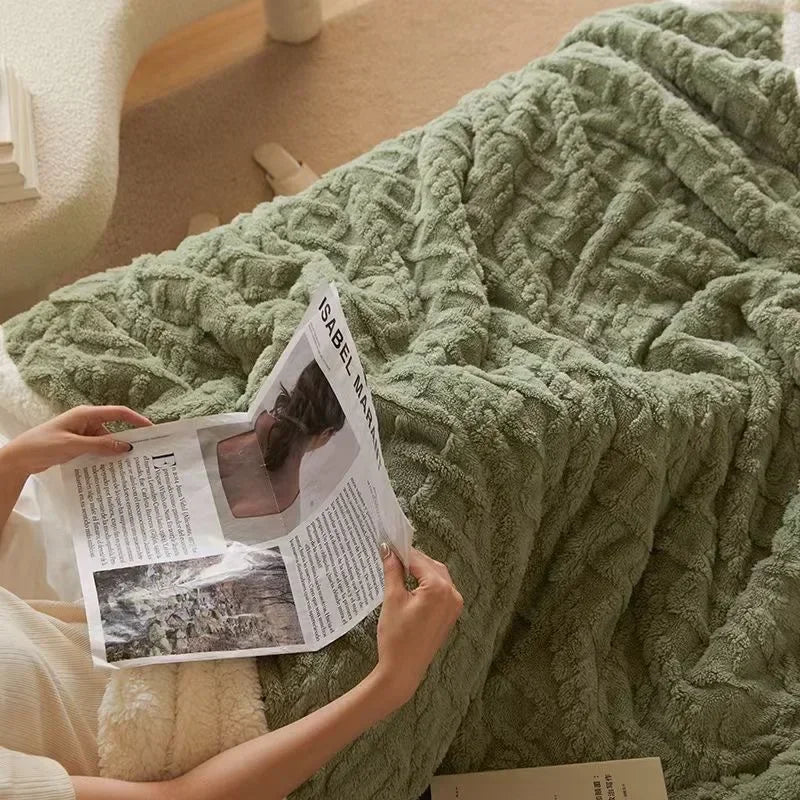 Double-Sided Winter Blanket  Lamb Wool Microfiber Flannel - Detailed view