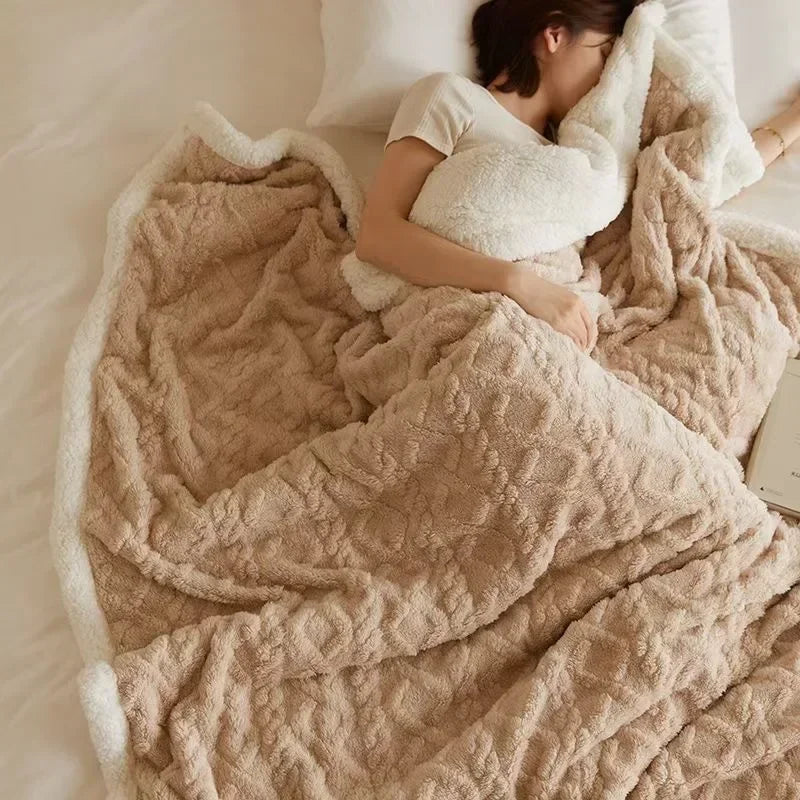 Double-Sided Winter Blanket  Lamb Wool Microfiber Flannel - Product detail 4