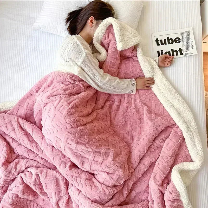 Double-Sided Winter Blanket  Lamb Wool Microfiber Flannel - Product detail 8