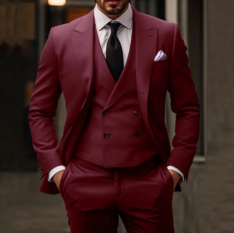 Italian Wool Three Piece Suit  Double Breasted Vest Design - Product detail 10