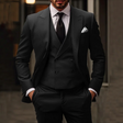 Italian Wool Three Piece Suit  Double Breasted Vest Design - Product detail 6