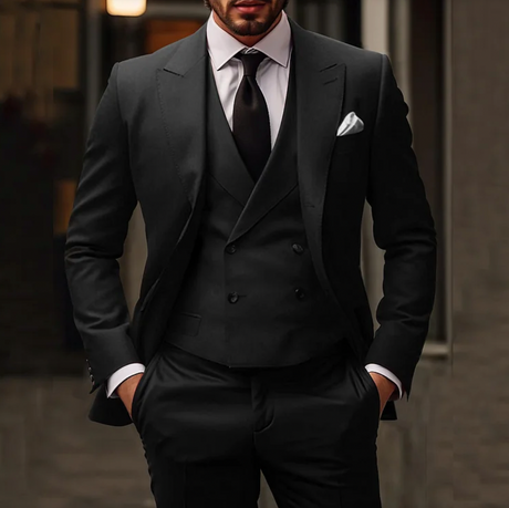 Italian Wool Three Piece Suit  Double Breasted Vest Design - Product detail 7
