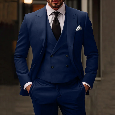 Italian Wool Three Piece Suit  Double Breasted Vest Design - Product detail 8