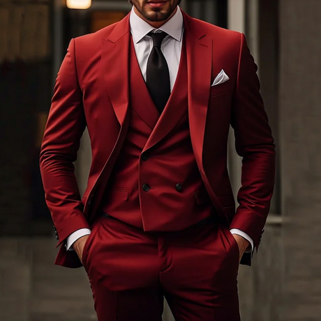 Italian Wool Three Piece Suit  Double Breasted Vest Design - Product detail 11